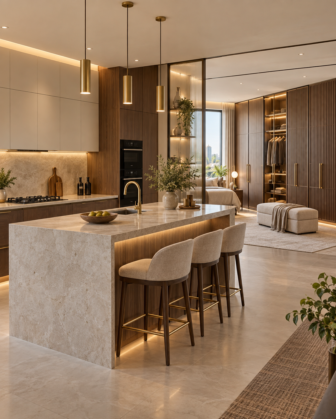 Illustrative premium kitchen and wardrobe interior